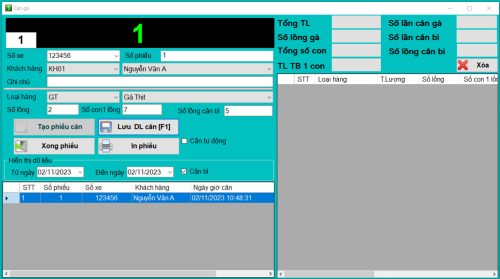 Phần mềm cân trại gà